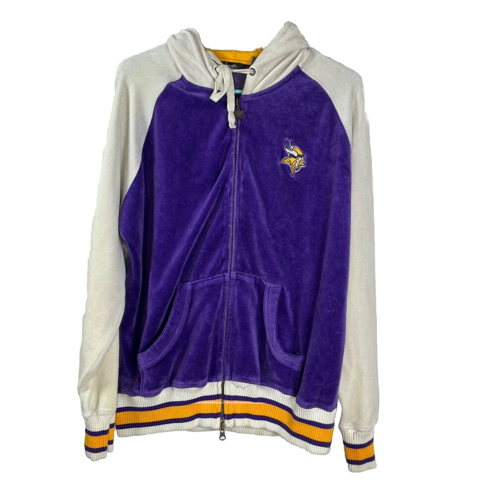 Vikings MN NFL plush velour hoodie zipper Wms XXL Touch by Alissia Milano